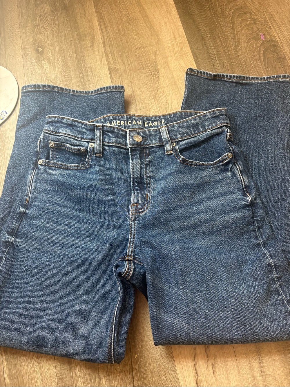 American Eagle Outfitters Straight-Leg Dark Blue Jeans